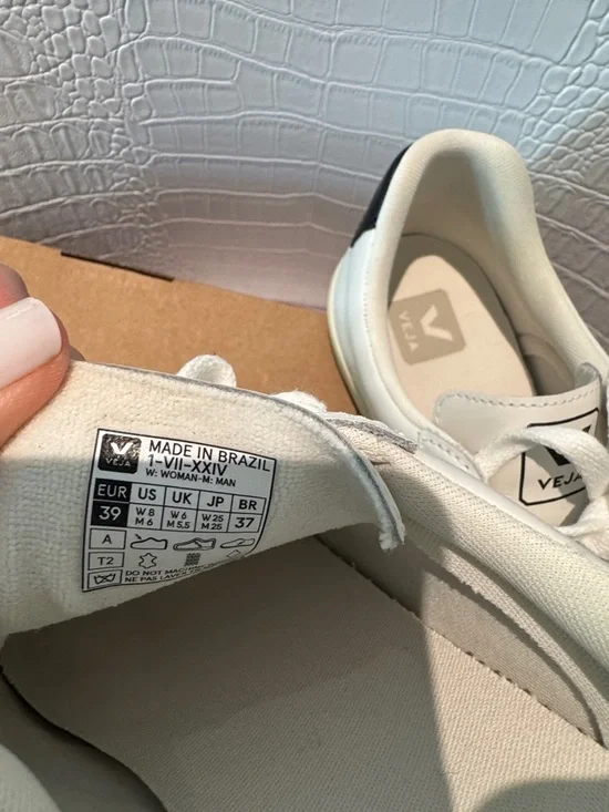 Veja White Leather Sneakers with Black V Emblem - Picture 9 of 11